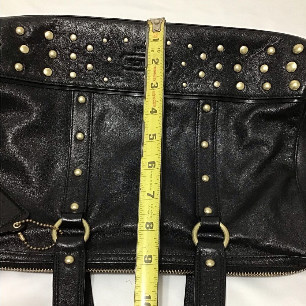 Coach Nancy Black Silver Studs Leather Shoulder Crossbody Bag - Picture 5 of 12